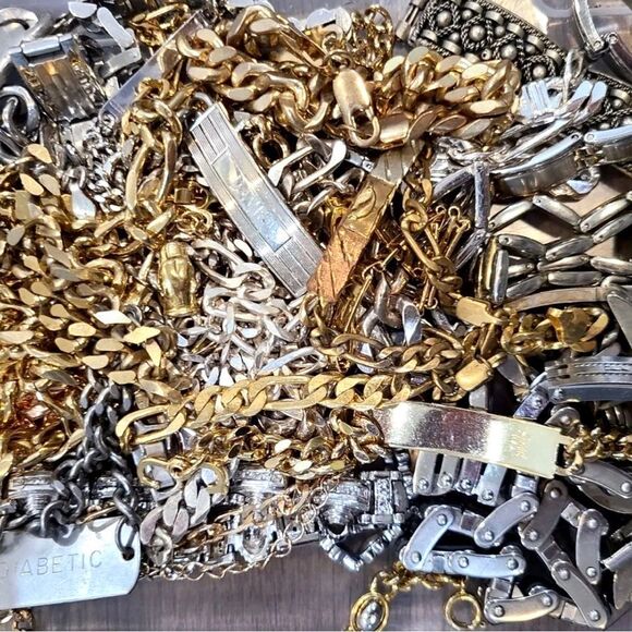 5 Pcs Gold & Silver chain necklace jewelry lot~ ALL WEARABLE w PENDANTS - Picture 6 of 11